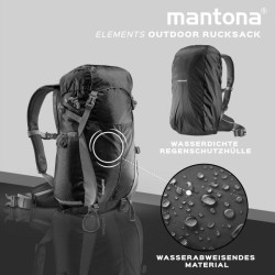 Mantona Elements Outdoor 2in1 kamera- ja vaellusreppu, musta, sadesuojuksella ja kolmijalokiinnityksellä