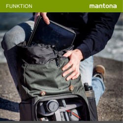 Mantona Luis Retro kamerareppu, oliivinvihreä, nahka, sadesuojalla ja tietokoneen lokerolla