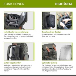 Mantona Luis Retro kamerareppu, oliivinvihreä, nahka, sadesuojalla ja tietokoneen lokerolla