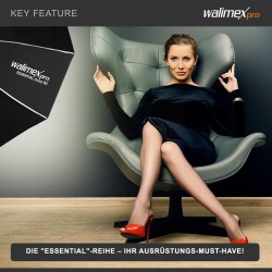 Walimex pro Essential Striplight-softbox 80 x 120 cm, Grid, Bowens- ja Hensel EH -adapterit, kuljetuslaukku