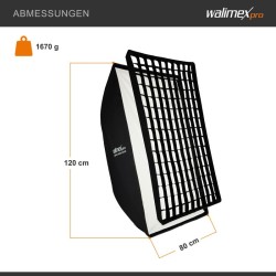 Walimex pro Essential Striplight-softbox 80 x 120 cm, Grid, Bowens- ja Hensel EH -adapterit, kuljetuslaukku