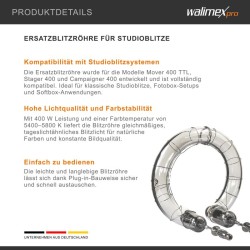 Walimex pro salamaputki Mover 400 TTL, Stager 400, Campaigner 400, Godox, 400 W