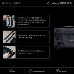 GlamSeries GlamHugger organisoiva työesiliina kampaajille, meikkitaiteilijoille ja tatuoijille, musta