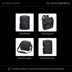 GlamSeries GlamHugger organisoiva työesiliina kampaajille, meikkitaiteilijoille ja tatuoijille, musta