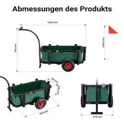 Kalastuskärry ja kuljetuslaukku 60 l, 50 kg, teräsrunko, ilmatäytteiset renkaat, polkupyörän peräkärry