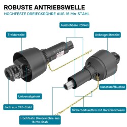 Voimansiirtokardaani T4 520 mm 460 Nm 540 rpm 40 kW 55 hv 6 hammasta musta