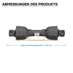 Voimansiirtokardaani T4 520 mm 460 Nm 540 rpm 40 kW 55 hv 6 hammasta musta