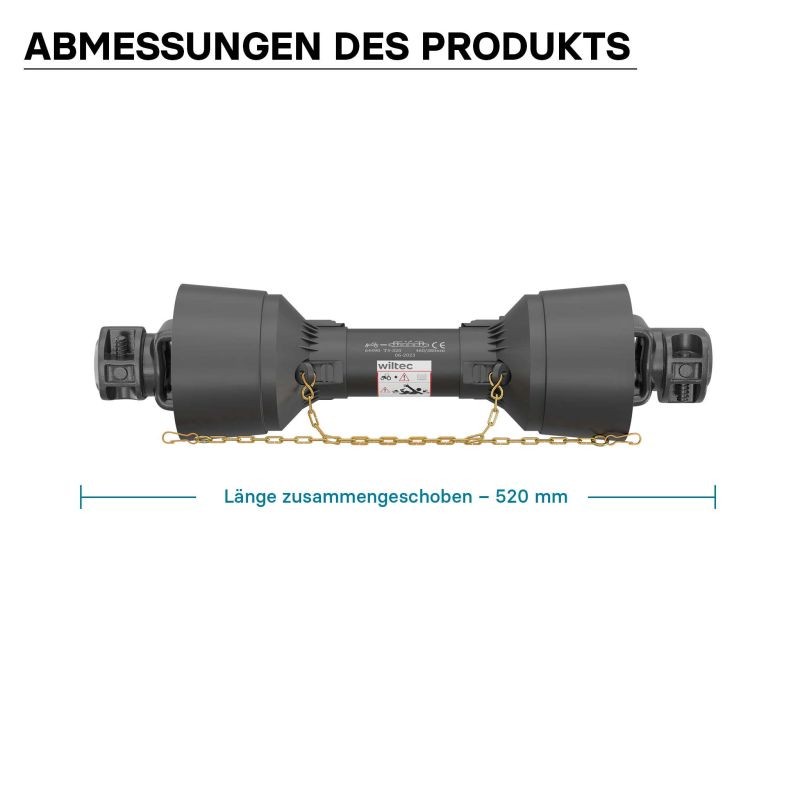 Voimansiirtokardaani T4 520 mm 460 Nm 540 rpm 40 kW 55 hv 6 hammasta musta