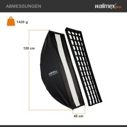 Walimex pro Studio Striplight Softbox 40 x 120 cm, Bowens- ja Elinchrom-adapterit