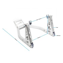Moottoripyörän takapyörätuki alumiini 230 345 mm 317 kg hopea