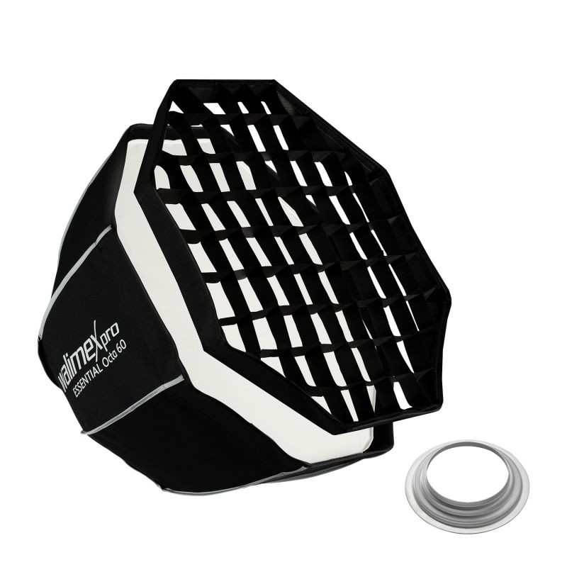 Walimex pro Essential Oktagon-softbox 60 cm, Bowens- ja Hensel EH -adapterit, kenno ja kuljetuslaukku