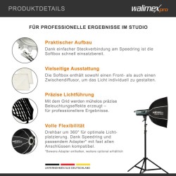 Walimex pro Essential Oktagon-softbox 60 cm, Bowens- ja Hensel EH -adapterit, kenno ja kuljetuslaukku