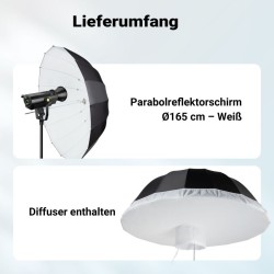 Walimex pro Parabolinen heijastinvarjo ja diffuusorisetti 165 cm, musta/valkoinen