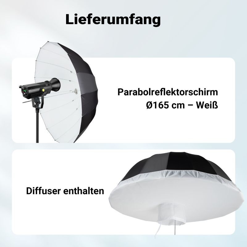 Walimex pro Parabolinen heijastinvarjo ja diffuusorisetti 165 cm, musta/valkoinen