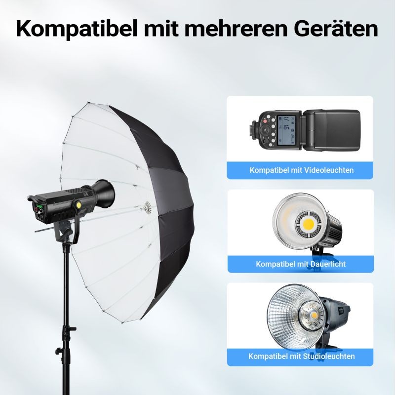Walimex pro Parabolinen heijastinvarjo ja diffuusorisetti 165 cm, musta/valkoinen