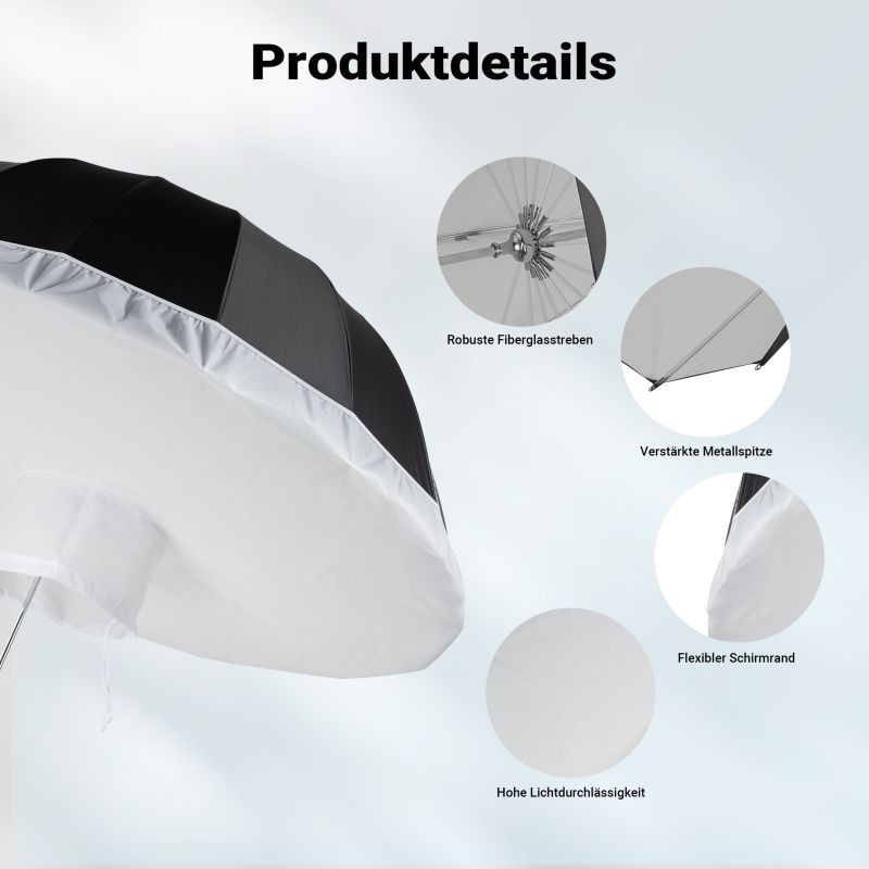 Walimex pro Parabolinen heijastinvarjo ja diffuusorisetti 165 cm, musta/valkoinen
