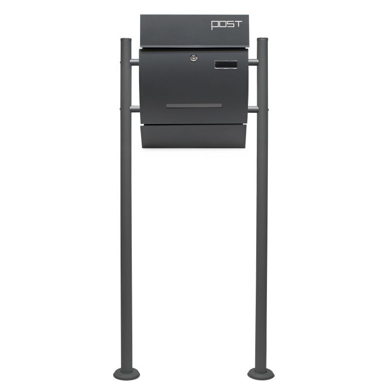Postilaatikko ja jalusta Designer V4, antrasiitti, 350 x 95 x 445 mm, teräs