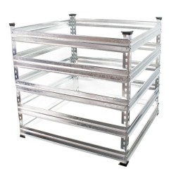 Sinkitty metallikomposti 120 x 120 x 90 cm, 1300 l, hopea