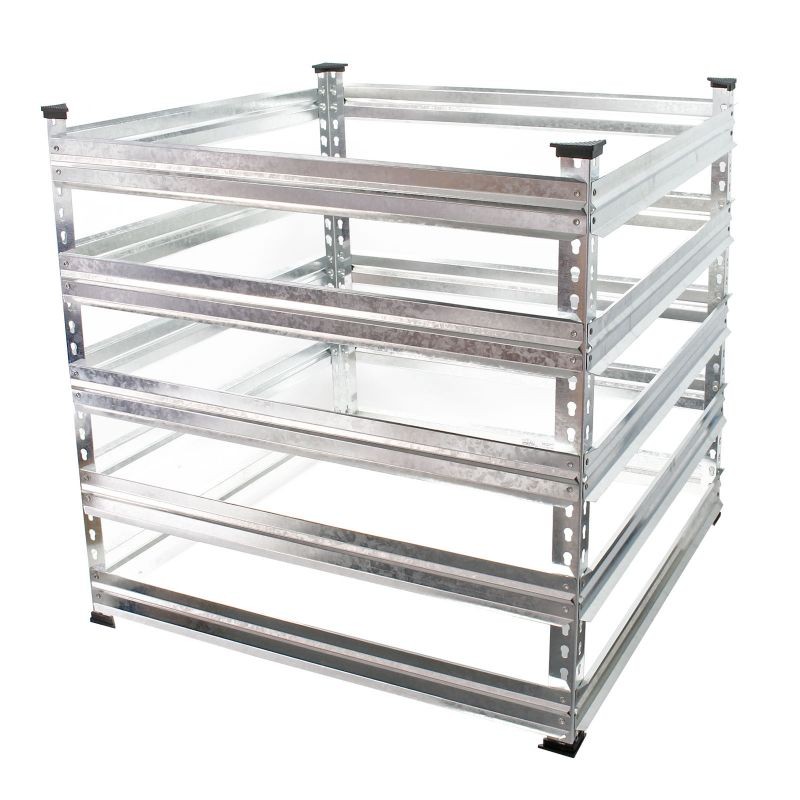 Sinkitty metallikomposti 120 x 120 x 90 cm, 1300 l, hopea