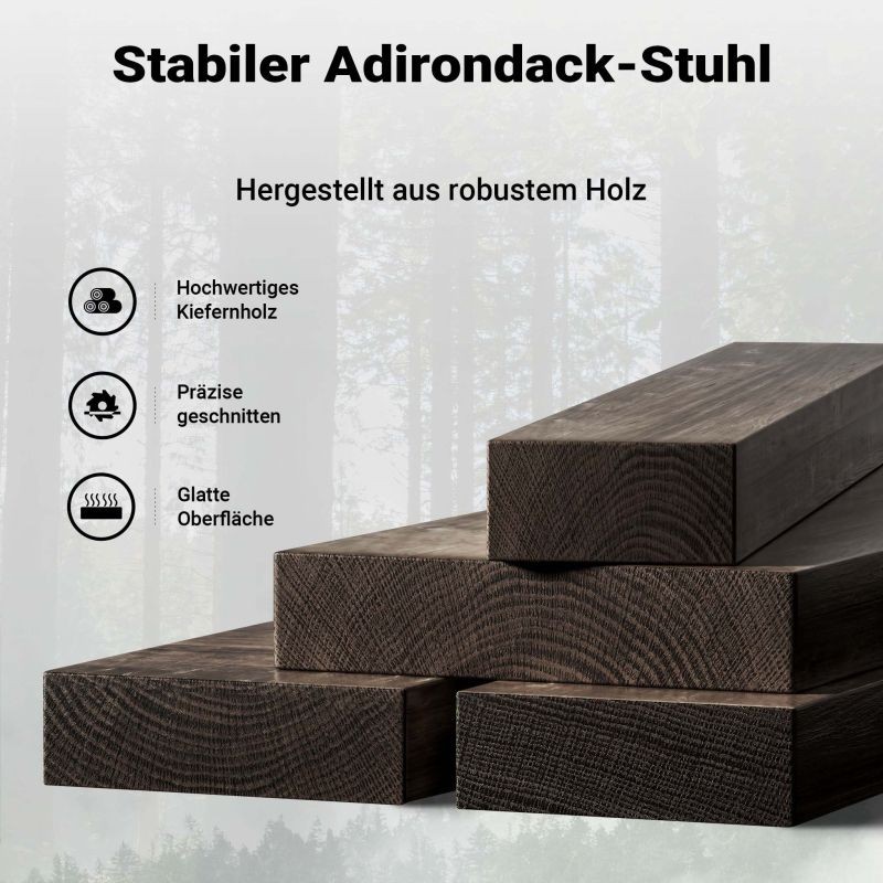 Adirondack-puutarhatuoli mäntypuusta, 89 x 72 x 92,5 cm, 160 kg