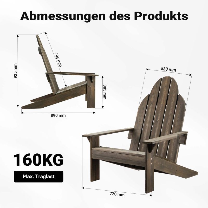 Adirondack-puutarhatuoli mäntypuusta, 89 x 72 x 92,5 cm, 160 kg
