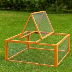 Puinen ulkoaitaus kaniineille ja marsuille 1000 x 1000 x 450 mm, ruskea