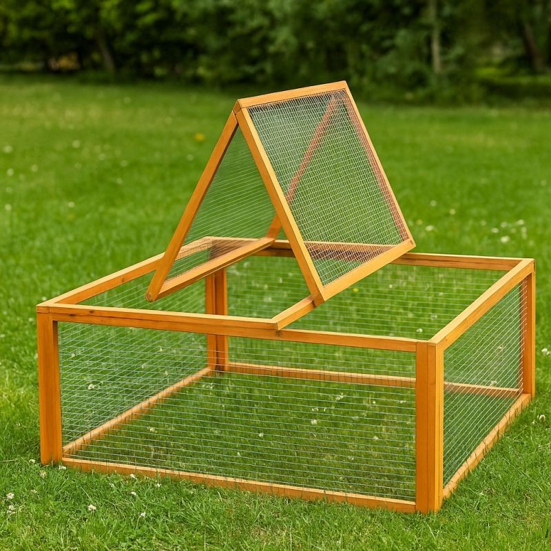 Puinen ulkoaitaus kaniineille ja marsuille 1000 x 1000 x 450 mm, ruskea