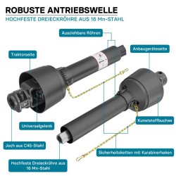 Voimansiirtokardaani T4 800-880 mm 460 Nm 540 rpm 40 kW 34,9 mm 6-hammas 35 mm pyöreä