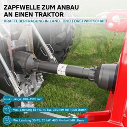 Voimanottokardaani T4 850-935 mm 460 Nm 540 rpm, 40 kW 1000 rpm, 34,9 mm 6 hammas