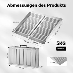 Taitettava alumiininen pyörätuoliramppi, 61 cm, 270 kg