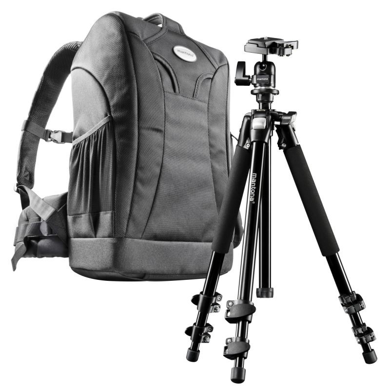 Mantona Scout Trekking 2in1-setti: Trekking-kamerareppu ja Scout-jalusta DSLR- ja järjestelmäkameroille