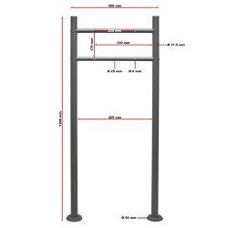 Designer V16 postilaatikkosetti jalustalla, antrasiitti, 370 x 105 x 370 mm, jauhemaalattu teräs