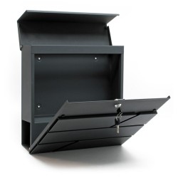 Designer V16 postilaatikkosetti jalustalla, antrasiitti, 370 x 105 x 370 mm, jauhemaalattu teräs