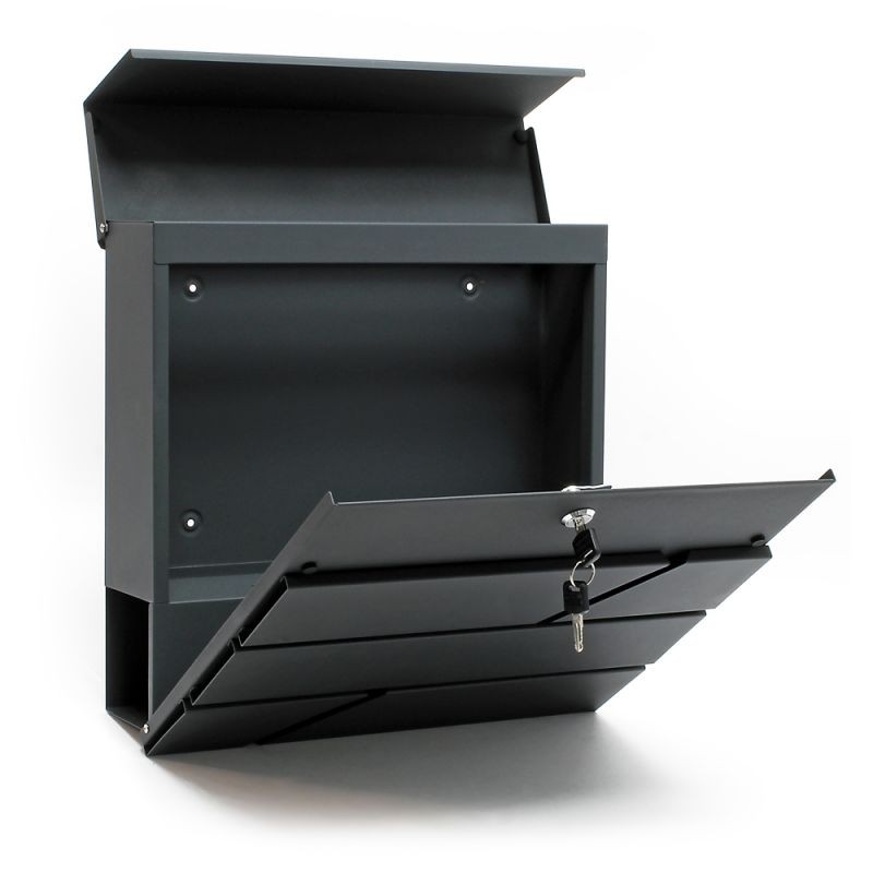 Designer V16 postilaatikkosetti jalustalla, antrasiitti, 370 x 105 x 370 mm, jauhemaalattu teräs