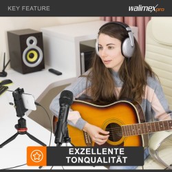 Walimex pro Boya HM2 käsimikrofoni, USB-C-liitäntä, 120 cm kaapelit, kuulokeliitäntä, musta
