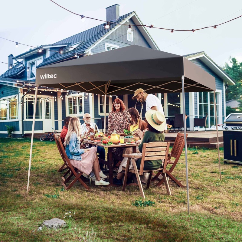 Kokoontaitettava paviljonki 250 x 250 x 264 cm, harmaa, vedenpitävä, UV-suoja 50+