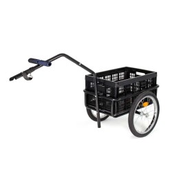 Polkupyörän tavarakärry 145x57,5x73 cm, 50 kg, kuljetuslaatikolla, musta