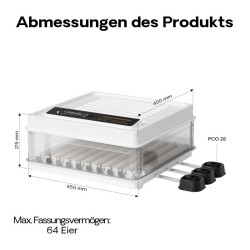 Fudajo Automaattinen muninhaudontakone 64 munaa, 110 W, automaattinen kääntö