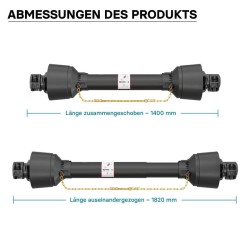 Voimansiirtokardaani T1 1400–1540 mm 210 Nm 540 rpm 18 kW 6 hammasta