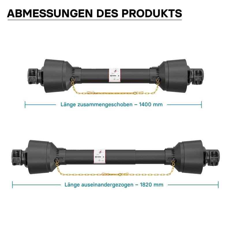 Voimansiirtokardaani T1 1400–1540 mm 210 Nm 540 rpm 18 kW 6 hammasta