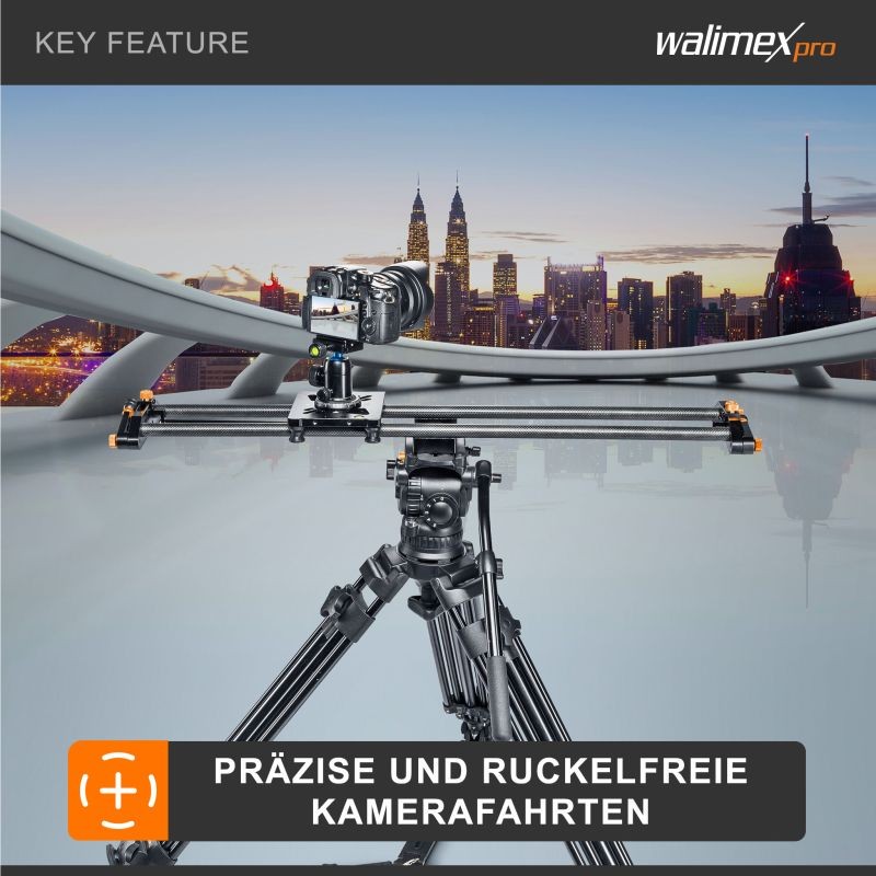 Walimex pro Carbon Video Slider Pro 100 cm videoslideri, hiilikuitu, 3/8" -kierre