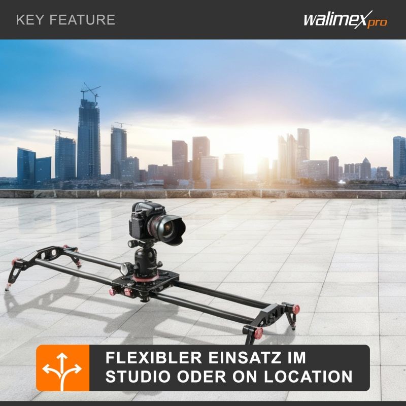 Walimex pro Carbon Video Slider Pro 100 cm videoslideri, hiilikuitu, 3/8" -kierre