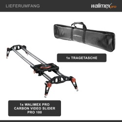 Walimex pro Carbon Video Slider Pro 100 cm videoslideri, hiilikuitu, 3/8" -kierre