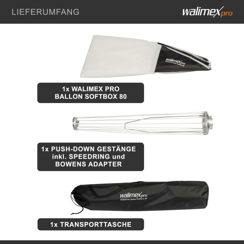 Walimex pro Essential Ballon Softbox 80 cm, 360° valonhajotin, Bowens-adapterilla