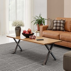 X-malliset pöydänjalat, teräs, hopea, 60 x 72 cm, 2 kpl