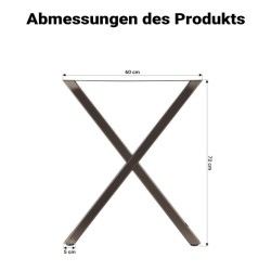 X-malliset pöydänjalat, teräs, hopea, 60 x 72 cm, 2 kpl