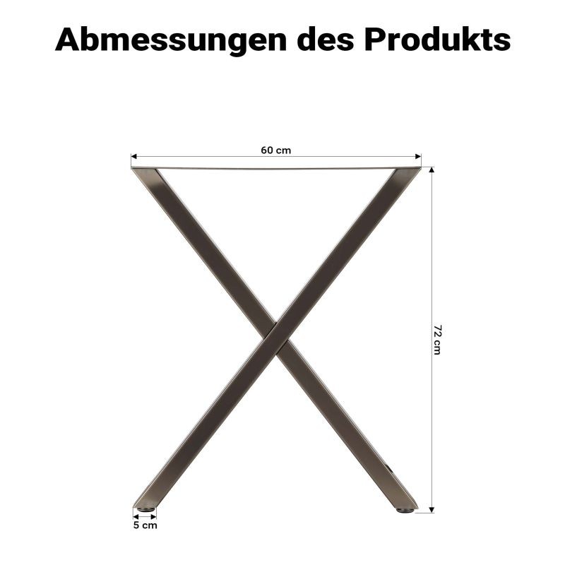 X-malliset pöydänjalat, teräs, hopea, 60 x 72 cm, 2 kpl