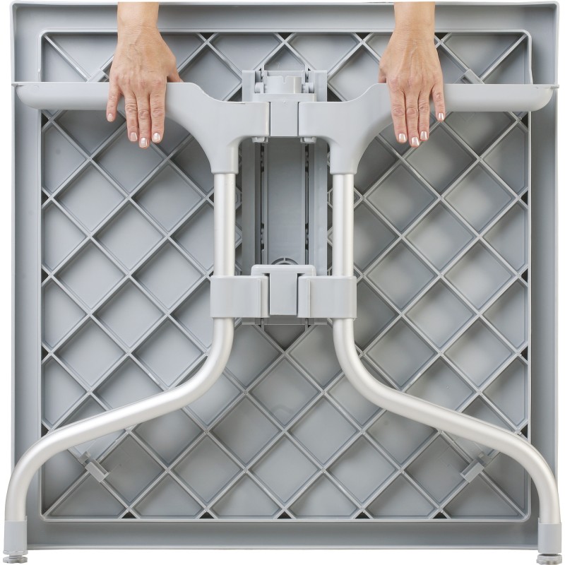 Taittuva vedenkestävä muovinen puutarhapöytä alumiinirungolla 80x80 cm