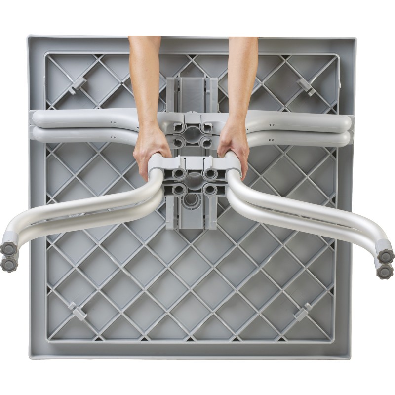 Taittuva vedenkestävä muovinen puutarhapöytä alumiinirungolla 80x80 cm