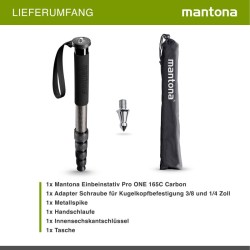 Mantona Pro ONE 165C hiilikuituinen yksijalka musta 44 165 cm